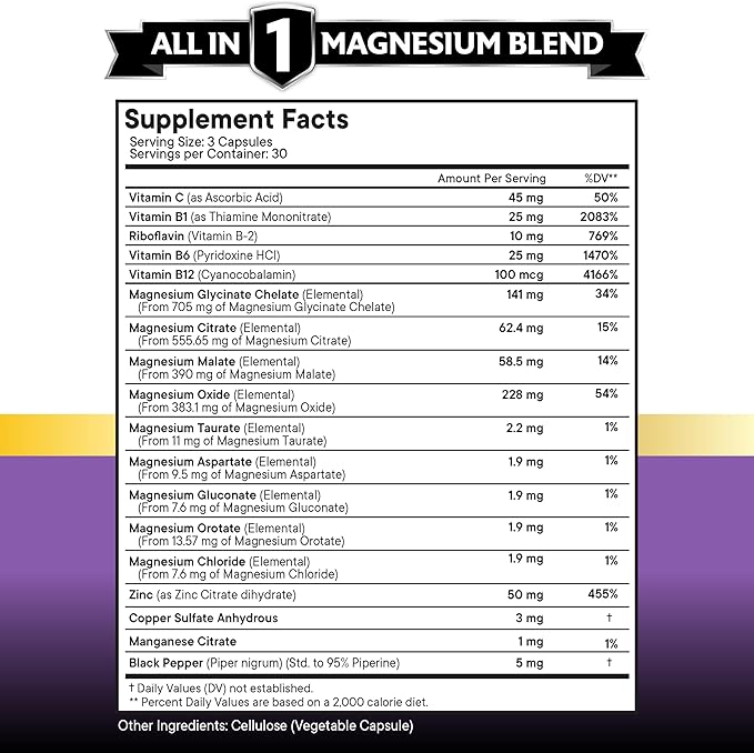NEW AGE Magnesium Supplement -Powerful Glycinate Citrate Malate Oxide Taurate Aspartate Gluconate Orotate & Mag Chloride Manganese Bone Health and Bone Strength, Joint Support- 270 Count
