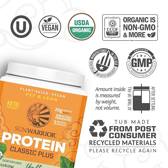 Clean Vegan Protein Powder Unflavored | Organic Protein Powder Plant Based Formula with 5 Superfood Blend Sprouted & Fermented | Non-GMO Low Carb Soy Dairy & Gluten Free (Unflavored, 15 Servings)