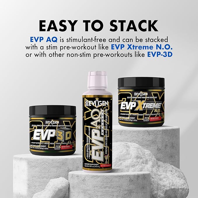 Evogen EVP AQ - Liquid Glycerol Muscle Volumizer | Pre Workout for Pumps, Vascularity, & Hydration | Premium Preworkout for Men & Women | Victory Punch | 16 fl oz