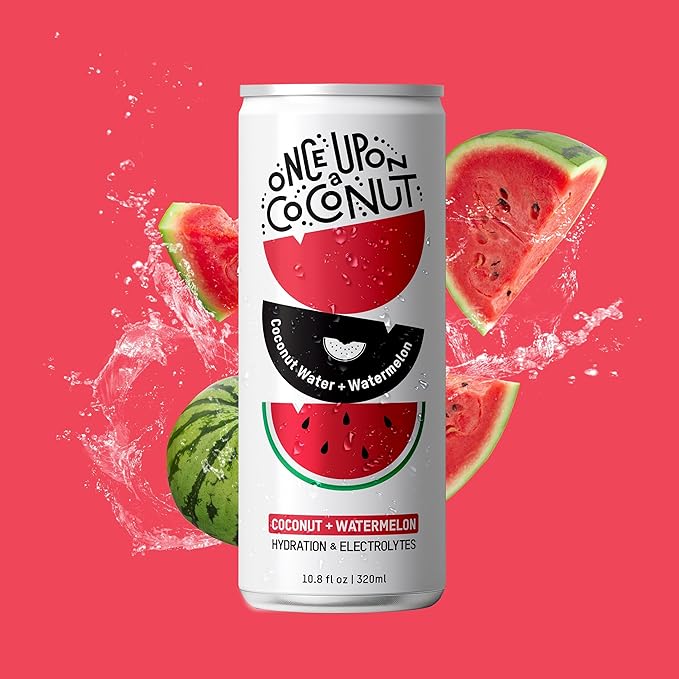 Once Upon a Coconut Watermelon Coconut Water - Natural Hydrating Low Calorie Drink with Electrolytes - 10.8 fl oz (Pack of 12)