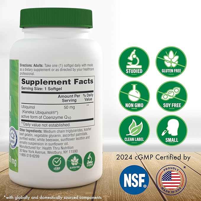 Ubiquinol 50mg (Pack of 3 90 Softgels Bottles) as Kaneka QH Reduced CoQ-10 | Stabilized - 3rd Party Tested | Enhanced Bioavailability | Cardiovascular & Mitochondria Function Support | Non-GMO
