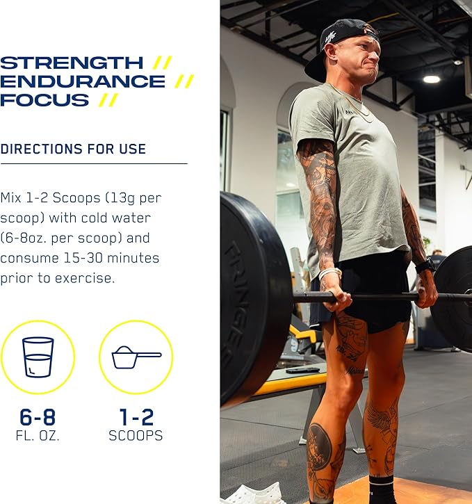 AN Performance Pre-Workout Powder Supplement for Men & Women | Energy Drink Mix with 300mg Caffeine + Beta Alanine + Citrulline | Third-Party Tested | Lemon Freeze | 30 Servings