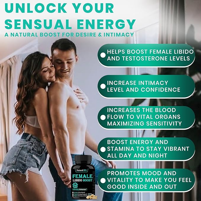 Fast Acting Female Libido Booster | Female Enhancement, Long Lasting, Hormonal Balance | High Intimacy, Increases Drive and Mood with Maca Root, Ginseng, Tribulus, Gingko| Non GMO USA Made 60 Capsules