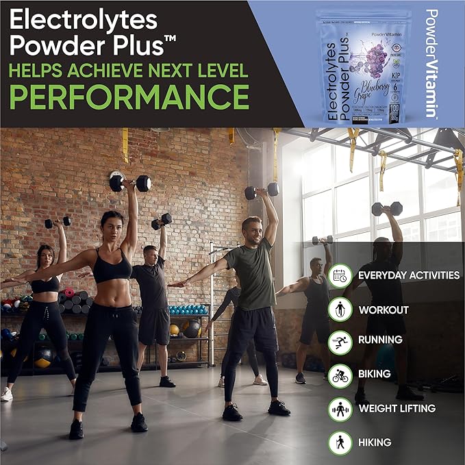 Electrolytes Powder Plus (100 Servings) Blueberry Grape Electrolyte Powder Sugar Free, Keto, 0 Sugar, No Maltodextrin, 1000mg Potassium, 120mg Calcium, 120mg Magnesium, Hydration Powder