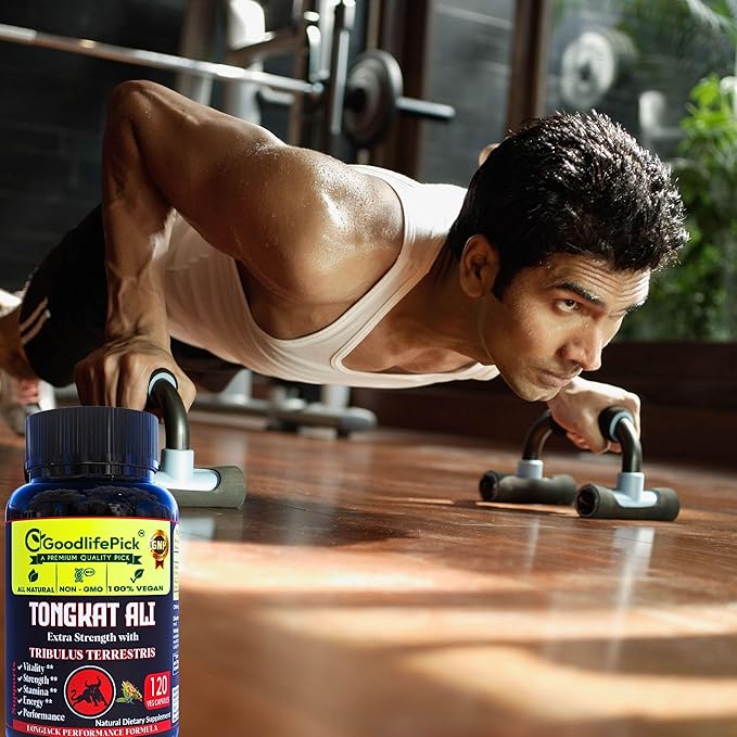 Extra Strength Tongkat Ali with Tribulus Terrestris. Powerful (100:1) Longjack/Tongkat Ali Extract. 120 Veg Capsules Tongkat Ali for Men.All Natural, Non-GMO,Vegan, No Stearate, No Rice Powder