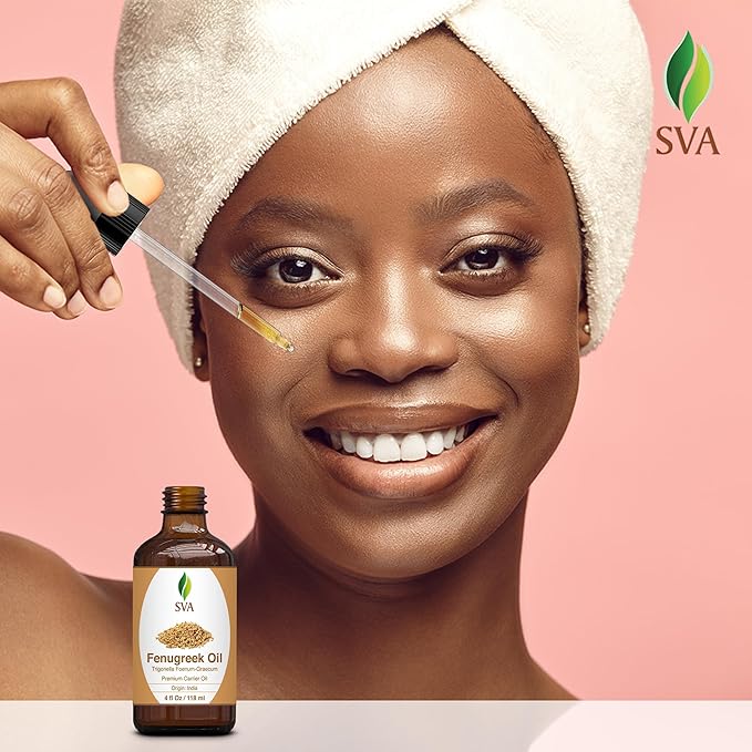 SVA Fenugreek Oil 4oz (118ml) Premium Carrier Oil with Dropper for Hair Care, Hair Oiling, Scalp Massage & Skin Care