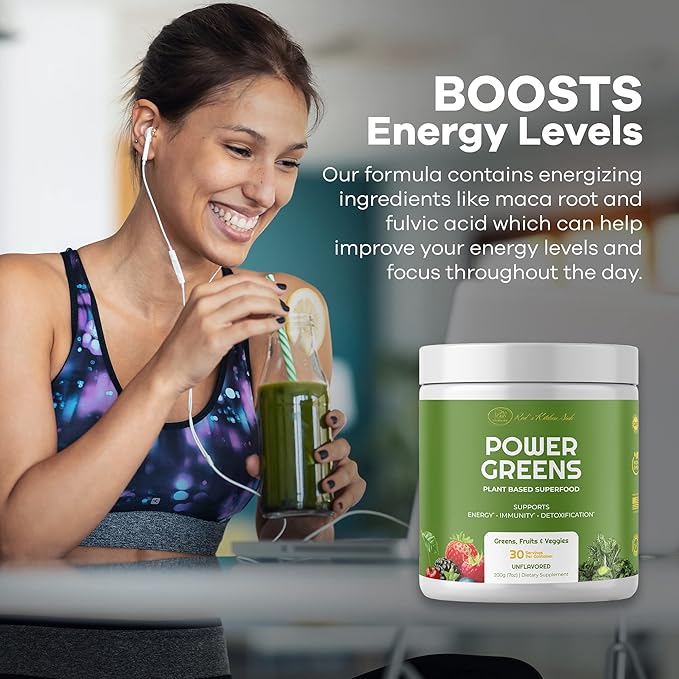Red's Kitchen Sink Power Greens Powder - Daily Greens Superfood Powder - Fruity, Veggie, & Green Leafy Smoothie Drink Mix - Superfoods Maca Root, Spirulina, Chlorella, & More (200 Grams)