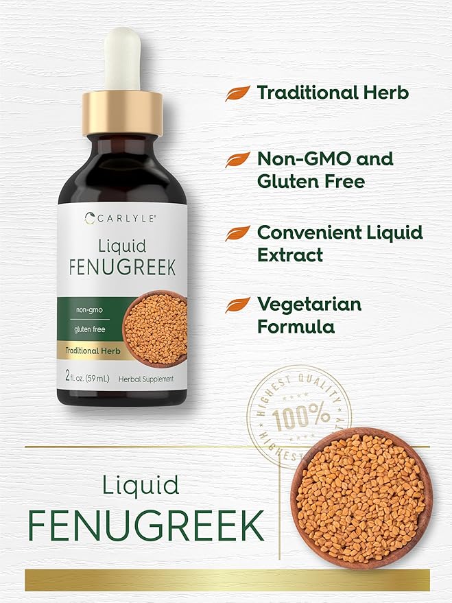 Carlyle Fenugreek Extract Liquid | 2 fl oz | Vegetarian Tincture | Non-GMO, Gluten Free | Traditional Herbal Supplement Drops