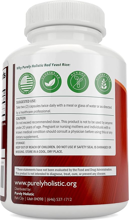 Red Yeast Rice 1200mg with CoQ10 Supplement & Flush Free Niacin 120 Extra Strength Vegetarian Capsules – Advanced Healthy Heart Formula - Non-Irradiated, Citrinin Free