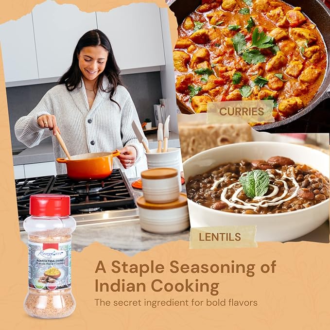 Ramaroma Asafetida (Hing) Ground 3.5oz (100g) ~ All Natural | Salt Free | Vegan | Non-GMO | Asafoetida Indian Spice | Best for Onion Garlic Substitute