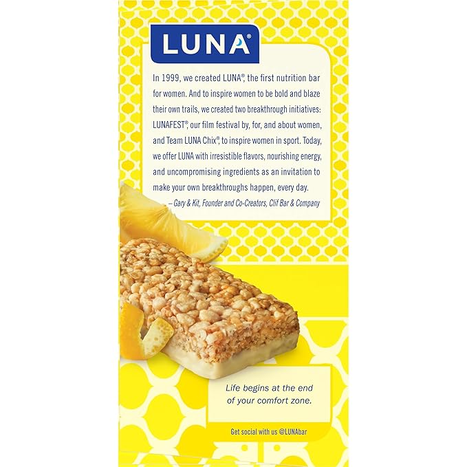Clif Bar Luna Minis Energy Bar - Box of 12 1.69oz (48g) Bars (Lemon Zest)