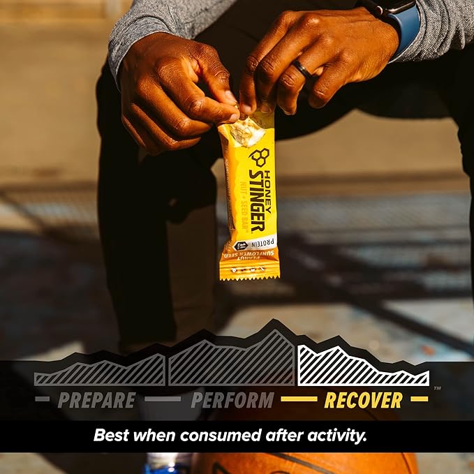 Honey Stinger Nut + Seed Bar | Peanut Sunflower Seed | Protein Packed Food for Exercise, Endurance and Performance and Recovery | Sports Nutrition Snack Bar for Home & Gym, Post Workout | Box of 12