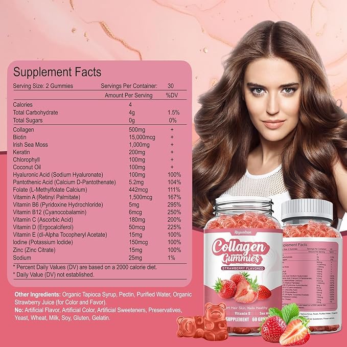 2 Pack Collagen - Hydrolyzed Collagen Peptides with Biotin, Collagen for Supports Healthy Skin, Strong Nails & Thick Hair - Non-GMO & Gluten Free Complex Supplement - 120 Vegan