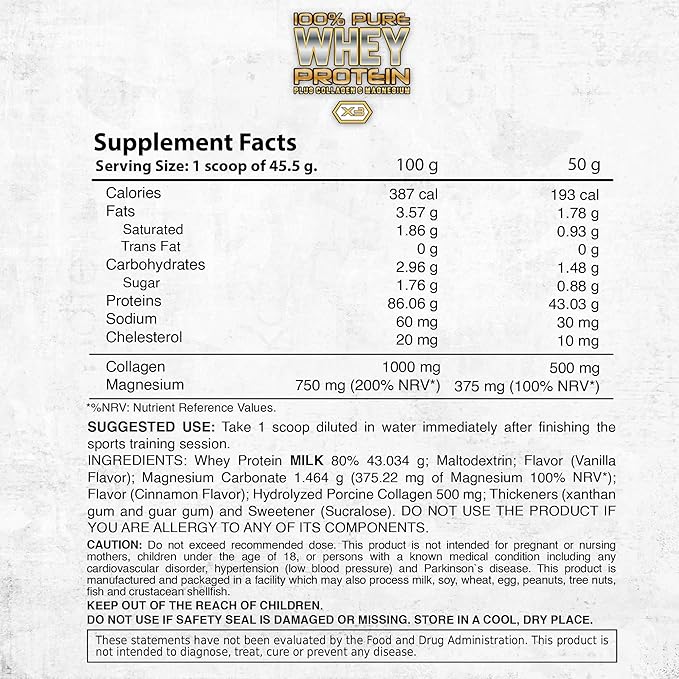 DL 100% Pure Whey Protein Powder + Collagen & Magnesium | 43g Protein – 8.7g BCAA – 0g Fat | Muscle Gain, Recovery & Nutrient Delivery | Immune Support | Quick & Easy Mixing Protein Powder | 2 lb