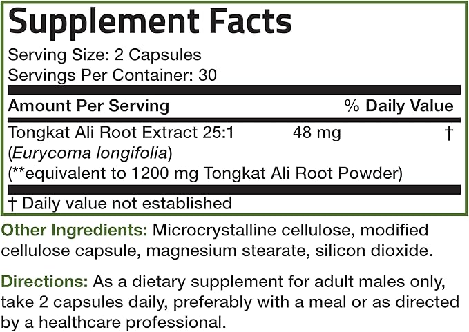 Bronson Longjack Tongkat Ali Extra Strength, 60 Vegetarian Capsules