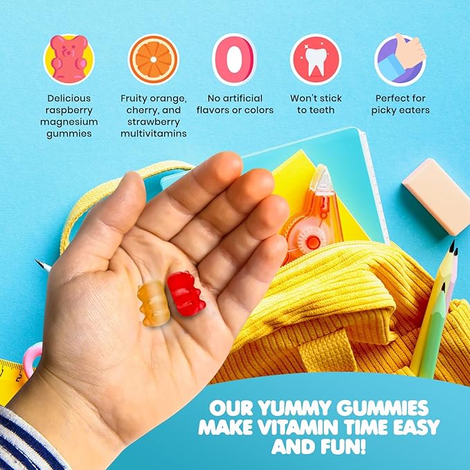 DR. MORITZ Kids Magnesium Gummies (60 Count, 2 Pack) and Kids Multivitamin Gummies (60 Count, 2 Pack) Bundle - for Relaxation and Health Support - Toddler Vitamins - Magnesium Calm Supplement