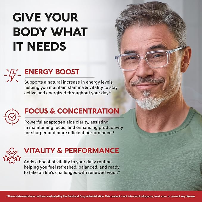 Panax Ginseng 15,000 mg - Red Korean Ginseng Supplement for Men - Extra Strength 10:1 Extract - Energy, Focus, Productivity & Performance - Natural & Vegan - Made in USA - 120 Capsules, 2 Month Supply