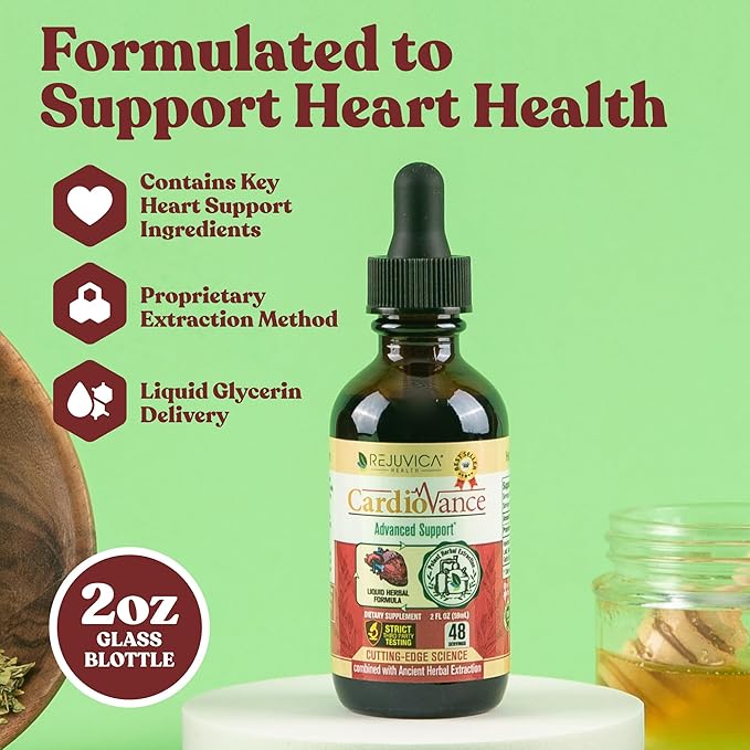 Rejuvica Health CardioVance - Heart Support Supplement - Liquid Delivery for Better Absorption - Hawthorne, Hibiscus, Arjuna, Olive Leaf & More!