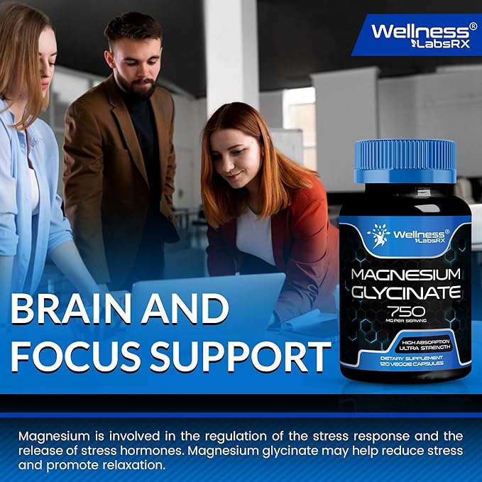 Magnesium Glycinate Capsules - 750mg | 120 Count, Magnesium Supplement for Women and Men - Pure Complex Glicinato De Magnesio, High Absorption, Heart Health, Sleep Supplement
