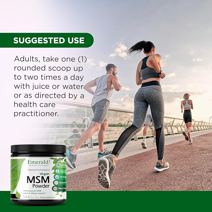 EMERALD LABS MSM Powder - Plant-Sourced Methylsulfonylmethane Supplement for Liver Detox, Joint Health, Skin Health & More - Vegan, Gluten-Free - 8 oz