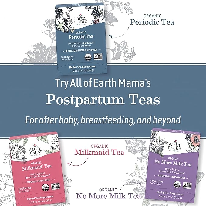 Earth Mama Organic Milkmaid® Tea | Lactation Support Herbal Tea Bags for Breastfeeding, Decaf Lactation Supplement for Increased Breast Milk Production, With Milk Thistle & Fenugreek (16-Count, 2PK)