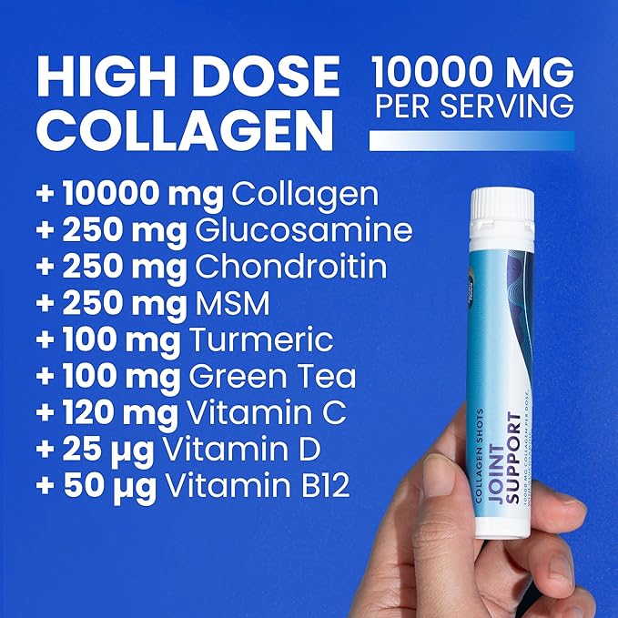 Swedish Nutra - Joint Support Shots I 2 Boxes, 60 Day Supply I 10,000 mg Collagen Type I, II & III I Glucosamine, MSM, Chondroitin, Turmeric I 100% Natural Flavour I Sugar-Free