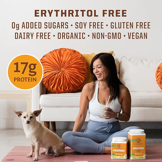 Vegan Organic Protein Powder Plant-Based | 5 Superfood Quinoa Chia Seed Soy Free Dairy Free Gluten Free Synthetic Free Non-GMO | Vanilla 15 Servings | Classic Plus by Sunwarrior