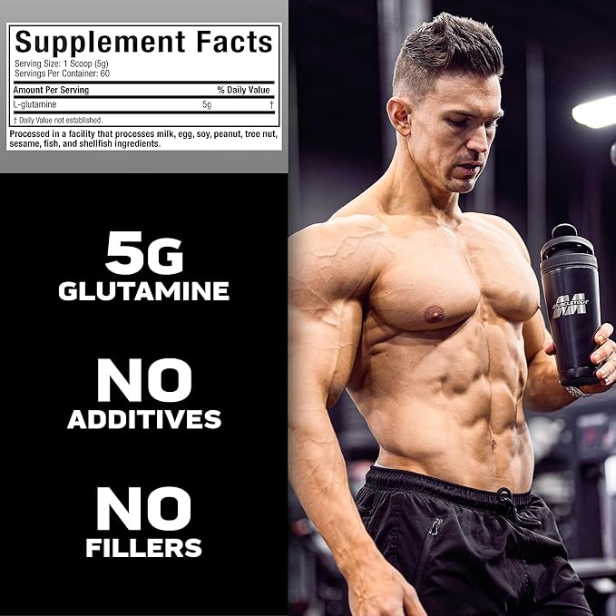 Muscletech 100% L-Glutamine Powder for Enhanced Muscle Recovery - Pure L Glutamine Muscle Growth Builder & Energy Boosting Nutritional Supplement for Men & Women - Unflavored, 60 Servings