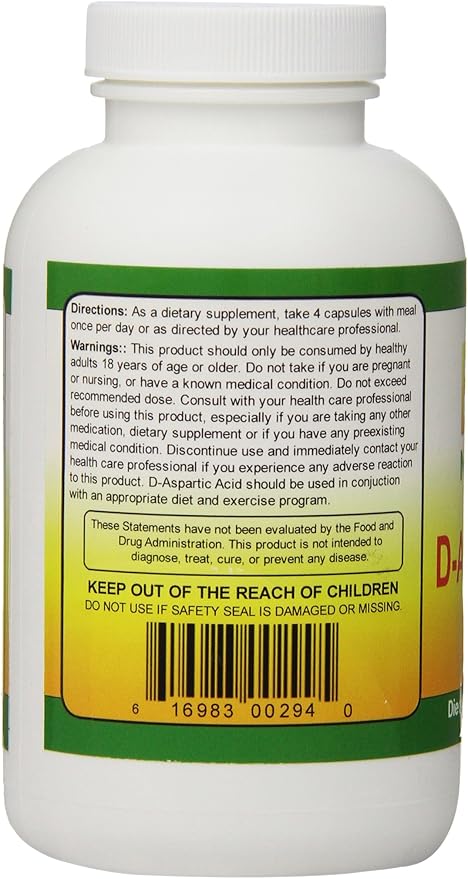 D-Aspartic Acid Dietary Supplement, 3000 mg., 200 Count
