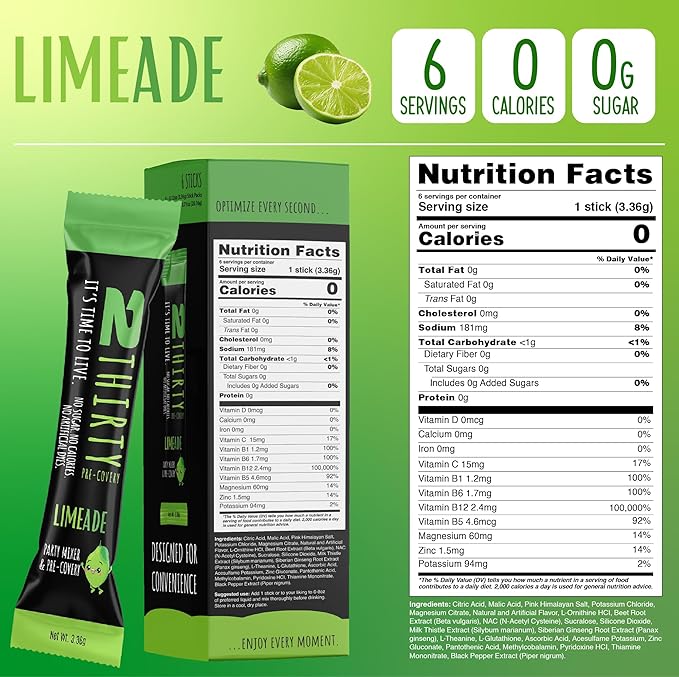 2THIRTY Electrolyte Powder – Sugar-Free Hydration, Recovery & Precovery Drink Mix with Vitamin B12, Aminos, Adaptogens & Himalayan Salt – Keto, Vegan, Zero Cal – Instant Energy, Focus & Rebalance