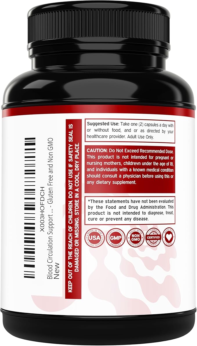 Blood Circulation Supplements (150 Count) Leg Circulation with Diosmin - Blood Flow Supplements for Men & Women - Spider & Varicose Veins For Legs Support - Vegan & Non GMO - 3rd Party Tested