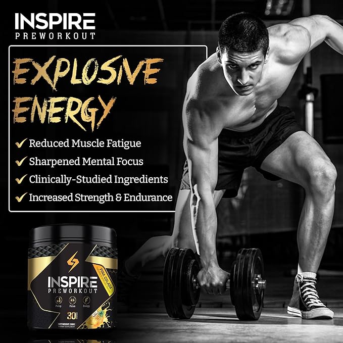 Inspire Pre Workout for Men & Women – 6g Citrulline Malate 2:1, L-Arginine, Beta Alanine, Clean Energy, Endurance Support, & Focus Formula for Pump – 30 Servings, Strawberry Kiwi