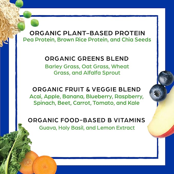 Orgain Organic Meal, Vegan Meal Replacement Protein Powder, Vanilla Bean - 20g Plant Based Protein, 6g Prebiotic Fiber, Fruits, Vegetables & Greens, Gluten Free, Shakes & Smoothies, 2.01lb