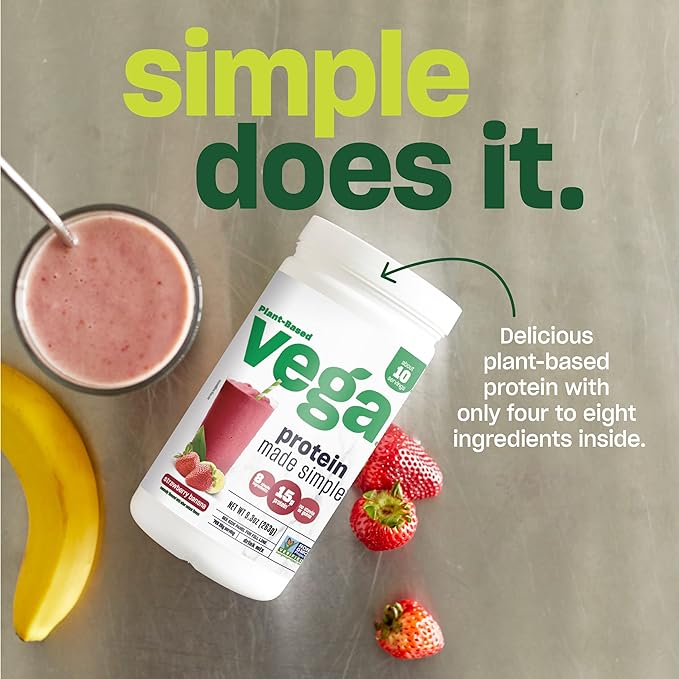 Vega Protein Made Simple, Dark Chocolate - Stevia Free Vegan Protein Powder, Plant Based, Healthy, Gluten Free, Pea Protein for Women and Men, 36.3oz (2 lbs 4.3 oz) 1.03kg (Packaging May Vary)