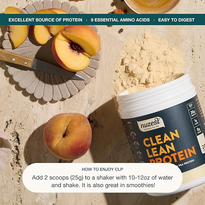 Nuzest - Pea Protein Powder - Clean Lean Protein, Premium Vegan Plant Based Protein Powder, Dairy Free, Gluten Free, GMO Free, Protein Shake, Real Coffee, 20 Servings, 1.1 lb