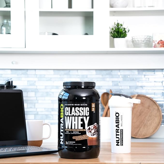 NutraBio Classic Whey Protein Powder- 25G of Protein Per Scoop - No Fillers, Artificial Colors, Preservatives - Chocolate Milkshake, 2 Pounds