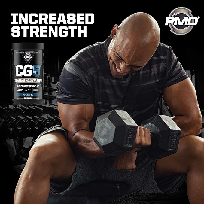 PMD Sports CG5 - Premium Creatine and L-Glutamine Powder (60 Servings) & PMD Sports BCAA Charged Amino Acids for Enhanced Recovery – Cherry Limeade (30 Servings)