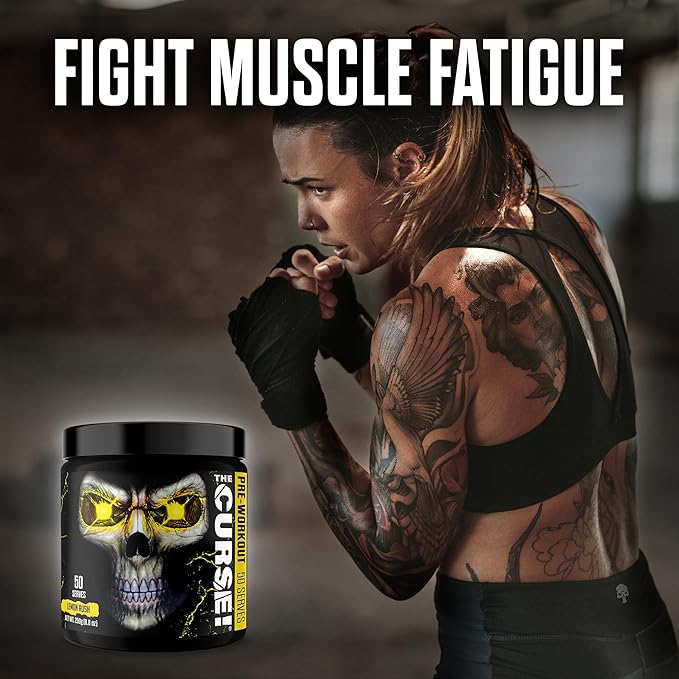 JNX SPORTS The Curse! Pre Workout Powder - Lemon Rush 50 Servings | Preworkout: Boost Strength, Energy + Focus for Men & Women | Caffeine, Beta-Alanine, Creatine & L-Citrulline