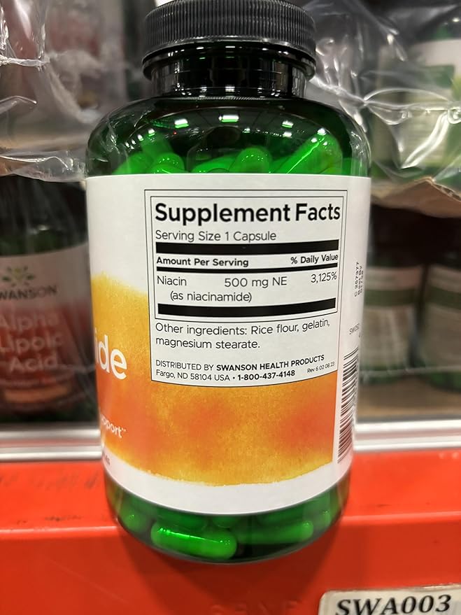 Swanson Niacinamide Carbohydrate Metabolism Joint Health Support 500 Milligrams 250 Capsules