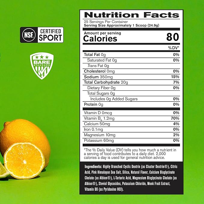 BARE PERFORMANCE NUTRITION, BPN G.1.M Go One More Sport, Endurance Training Fuel, Superior Carbohydrate & Electrolytes Powder Formula, Reduce Fatigue, Lemon Lime, 25 Servings