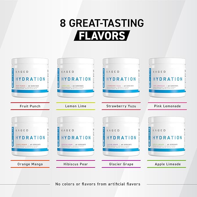 Kaged Electrolyte Hydration Powder, Hydracharge Fruit Punch, Sports Drink for Men and Women, Pre, Post, Intra Workout Supplement, 60 Servings