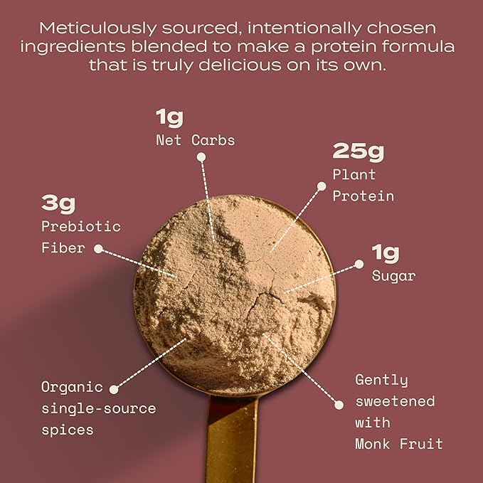 Plant Based Protein Powder | Vanilla Spice | 25g of Organic Vegan Protein | Prebiotic Fiber | Low Carb | No Added Sugar | Gluten & Dairy Free
