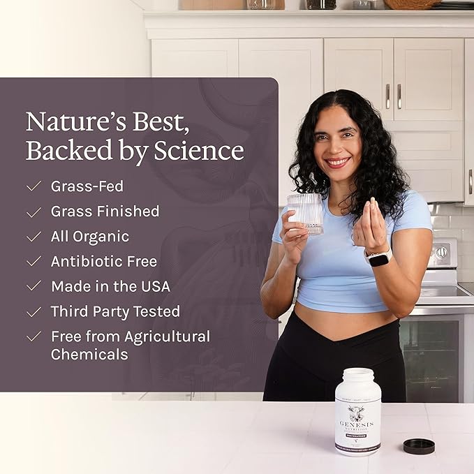 Enhanced Grass Fed Beef Liver with Reishi & Cordyceps Mushroom, Ginseng, Rhodiola - 4500mg Energy Production, Immune Support, Stress Relief, Total Body Wellness