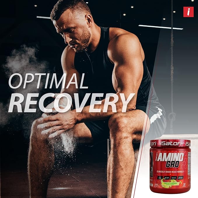 iSatori Amino-GRO BCAA Powder, Branched Chain Amino Acids with Glutamine, Electrolyte Powder & Bio-GRO Bio-Active Peptides for Muscle Growth & Post Workout Recovery, Frosted Lemonade (30 Servings)