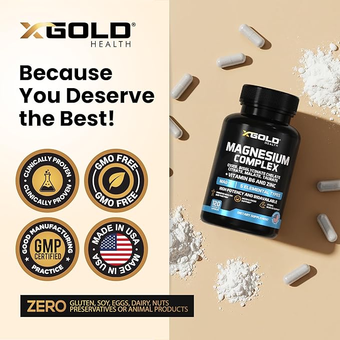 Magnesium 500mg - 7 in 1 | Magnesium Oxide, Bisglycinate Chelate,Citrate, Malate | Taurate |Vitamin B6 | Zinc | Bones, Muscle, Energy,Immune System High Absorption - Vegan- Non-GMO 120Caps