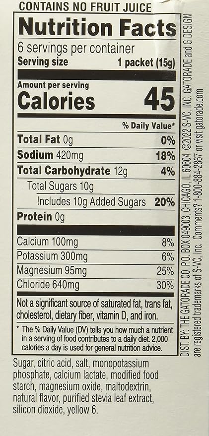 Gatorade Gatorlyte Powder Cherry Lime, 16.9oz, (Pack of 6)