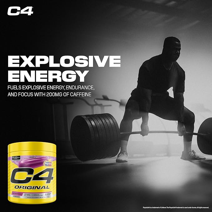 C4 Original Pre Workout – POPSICLE Grape - Pre-Workout for Endurance, Focus & Performance with 200mg Caffeine, Beta-Alanine, Creatine Nitrate, L-Arginine & PeptiPump – Sugar Free, 25 Servings