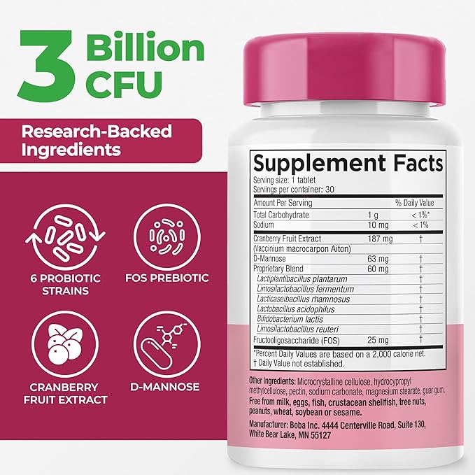 Earth's Pearl Vaginal Probiotics for Women - 15 x More Effective with BIO-Tract®, 3 Billion CFU, Probiotic & Prebiotic Blend, Promotes Healthy Vaginal Odor & pH Balance for Women - Only 1 Tablet/Day