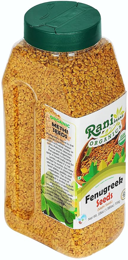 Rani Organic Fenugreek (Methi) Seeds Whole 25oz (1.56lbs) 708g PET Jar, Trigonella Foenum Graecum ~ All Natural | Vegan | Gluten Friendly | NON-GMO | Indian Origin | USDA Certified Organic