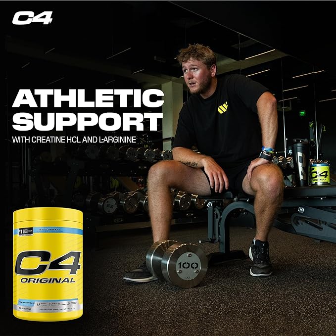 Cellucor C4 Original Pre Workout – Pre-Workout for Endurance, Focus & Performance with 200mg Caffeine, Beta-Alanine, Creatine Nitrate, L-Arginine & PeptiPump – Sugar Free, 50 Servings, ICY Blue Razz